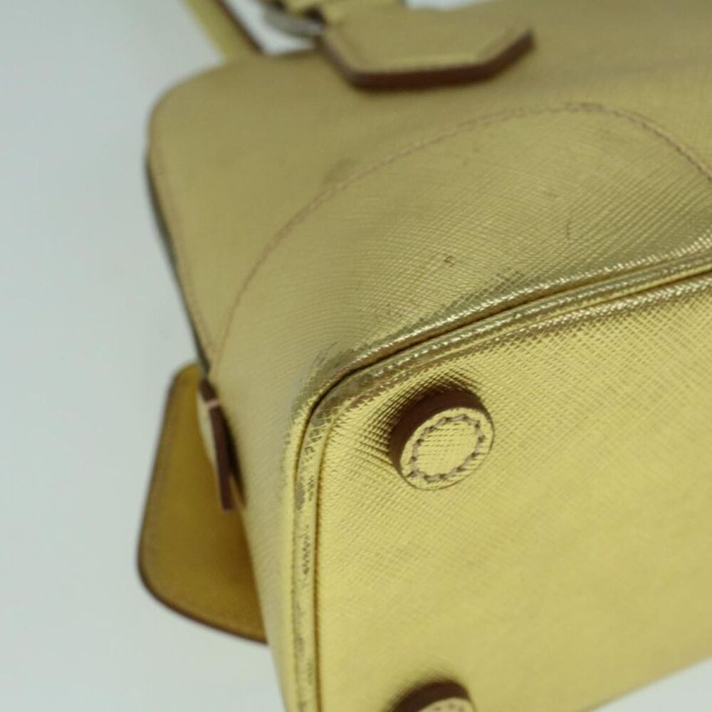 Prada Promenade Bag Saffiano Leather Gold Leather Handbag (Pre-Owned) - Picture 12 of 16